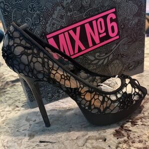 Mix No. 6 Black Lace Platform Heels